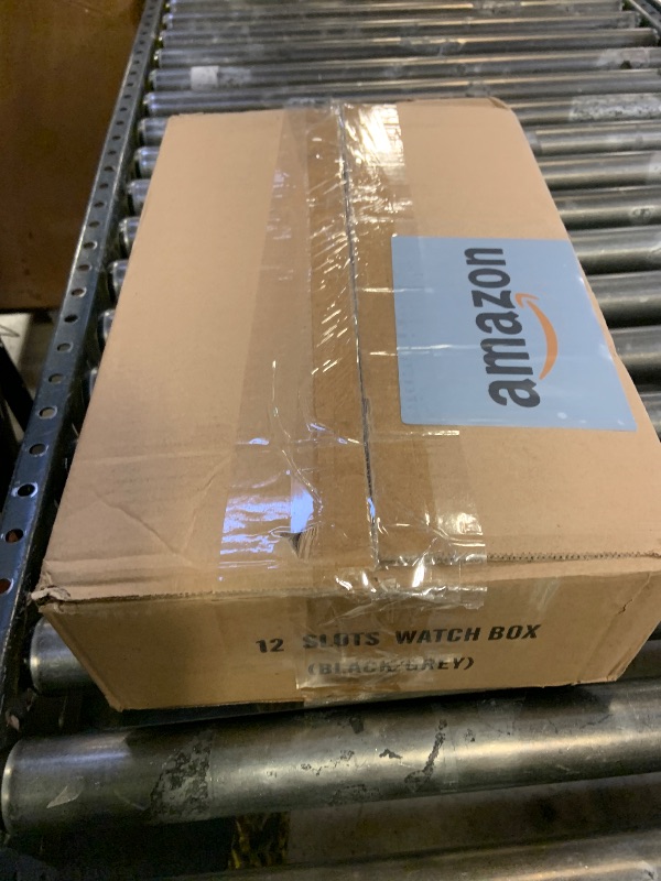 Photo 1 of ROTHWELL 12 Slot Leather Watch Box for Men - Luxury Case Display Jewelry Organizer with Microsuede Liner - Travel Jewelry Case for Mens Accessories, Travel Organizer (Black & Grey)