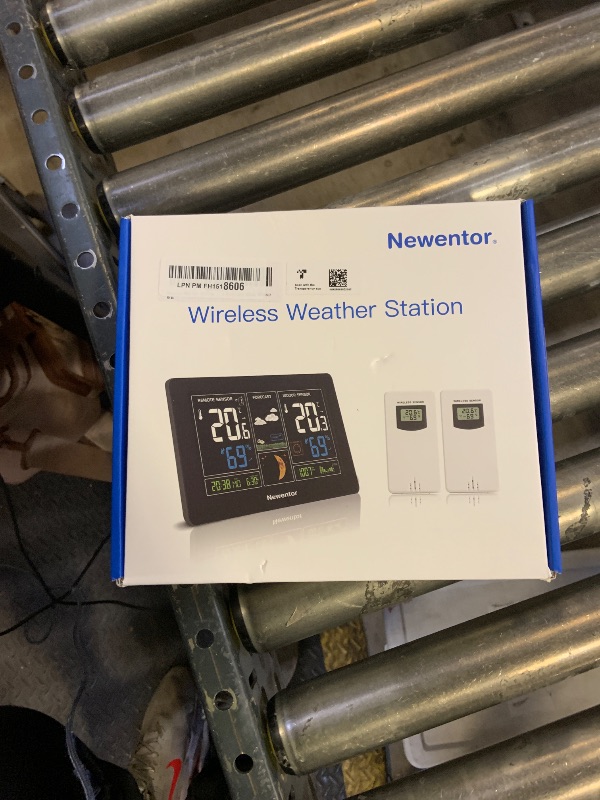 Photo 1 of Newentor Weather Station Wireless Indoor Outdoor Thermometer, Color Display Digital Weather Thermometer with Atomic Clock, Barometric Pressure, Forecast Station with Adjustable Backlight,Black,2Sensor