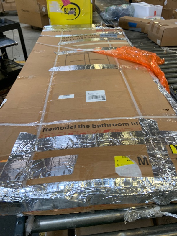 Photo 1 of DELAVIN 56-60" W x 75" H Double Sliding Frameless Shower Door, Glass Shower Door with 1/4"(6mm) SGCC Tempered Glass, Noiseless Shatterproof Shower Doors Stainless Steel, Aluminum, Black