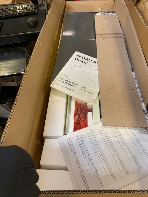 Photo 1 of TIQLAB Standing Desk with Two Drawers, Stand Up Standing Desk Adjustable Height, Electric Sit Stand Table with Storage Shelf and Splice Board, 48 * 24 inch, Maple