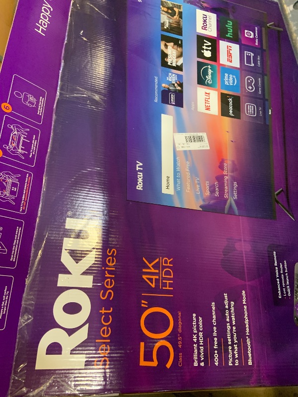 Photo 1 of Roku Smart TV 2025 – 50-Inch Select Series, 4K HDR TV – RokuTV with Enhanced Voice Remote – Flat Screen LED Television with Wi-Fi for Streaming Live Local News, Sports, Family Entertainment