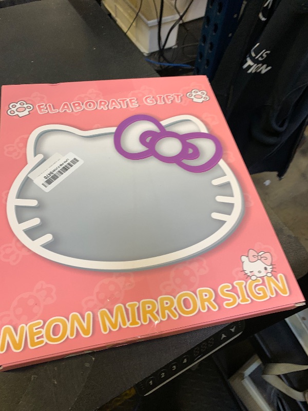 Photo 1 of MCJSGSP Anime Hello Kit Mirror with Light Neon Signs for Wall Decor, Teen Girl Gift?Makeup Mirror neon Sign Room Decor (14.6 * 12.2 inch)