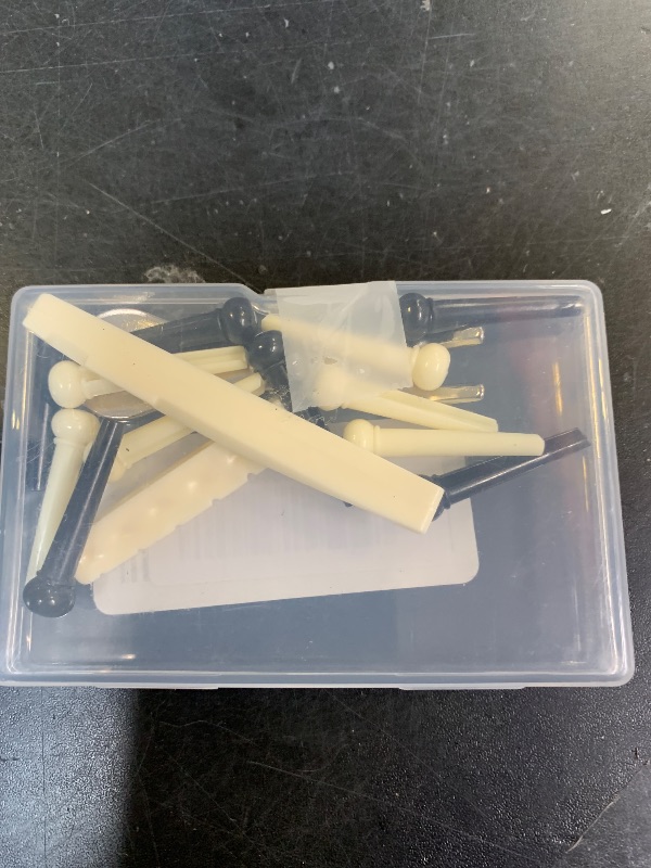 Photo 1 of 12 Pcs Acoustic Guitar Bridge Pins with Bridge Pin Puller Remover & Guitar Bridge Saddle Nut, Guitar Pegs Replacement Parts and Accessories