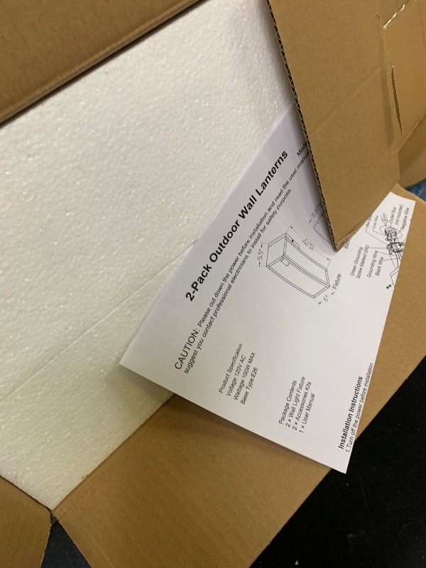 Photo 1 of VerRon 2-Pack Outdoor Wall Lanterns, 16” Exterior Waterproof Outdoor Lights with Glass Shades, Black Porch Lights Wall Mounted, Anti-Rust E26 Modern Lighting for Patio Garage Entryway Front Door