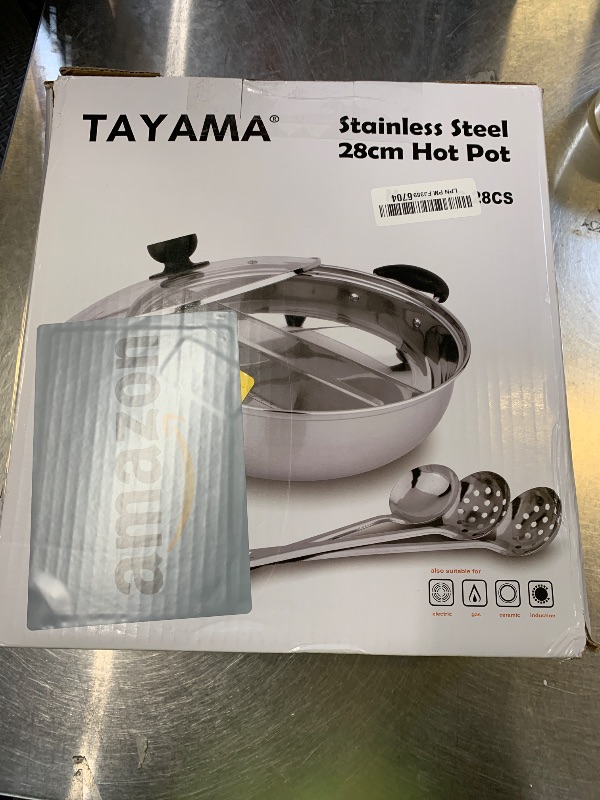 Photo 1 of TAYAMA Stainless Steel Hot Pot With Divider, Silver, 11 inch
