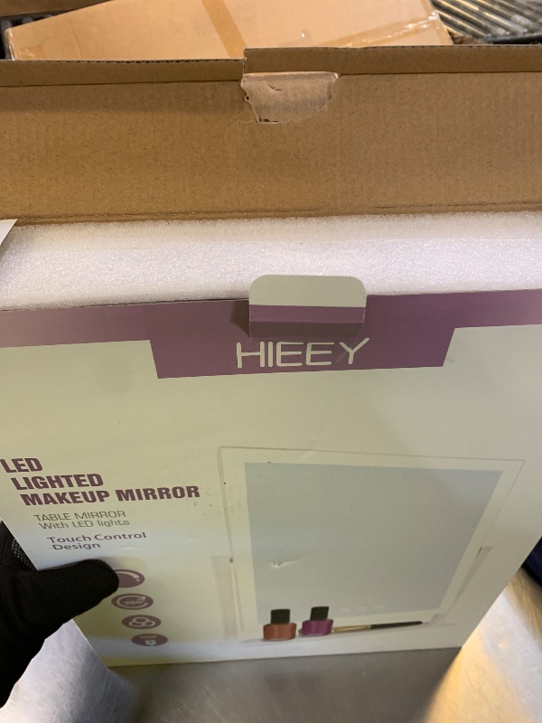 Photo 1 of HIEEY Lighted Makeup Mirror, Hollywood Vanity Mirror with Lights, Three Color Lighting Modes, and 5X Magnification Mirror, Smart Touch Control, 360°Rotation (17.3in,White,Gift Box)