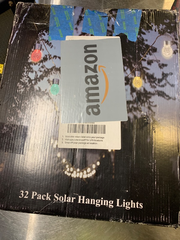 Photo 1 of Solar Lights Outdoor Decorative 32 Pack, Hanging Solar Garden Lights Waterproof, Solar Powered Globe Lantern Cracked Glass Ball Lights for Yard Patio Fence Tree Umbrella Holiday Decoration, Warm White