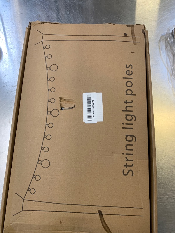 Photo 1 of 10Ft String Light Poles 4 Pack,Light Poles for Outside Lights,Outdoor with Fence Brackets Hanging Lights,Metal Stand Deck Patio Backyard