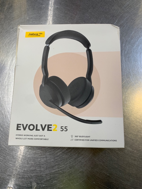 Photo 1 of Jabra Evolve2 55 Stereo Wireless Headset - Features AirComfort Technology, Noise-Cancelling Mics & Active Noise Cancellation - Works with UC Platforms Such as Zoom & Google Meet - Black