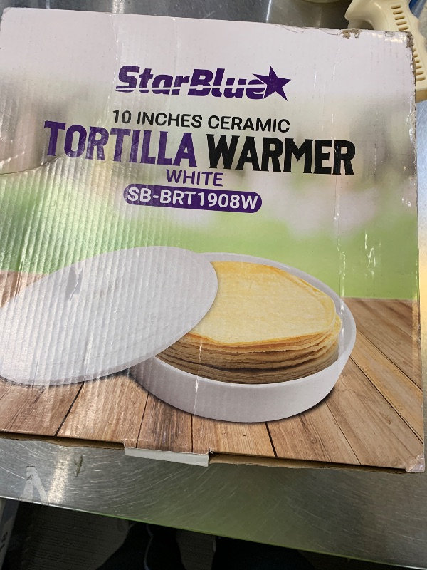 Photo 1 of 10 Inches Ceramic Tortilla Warmer by StarBlue with Free Recipes ebook - White, Insulated One Hour and Holds up to 24 Tortillas, Chapati, Roti, Microwavable, Oven Safe
