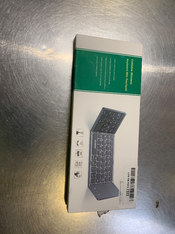 Photo 1 of Samsers Foldable Bluetooth Keyboard with Touchpad, Portable Wireless Keyboard with Stand Holder, Rechargeable Full Size Ultra Slim Pocket Folding Keyboards for Android Windows IOS Tablet & Laptop-Gray