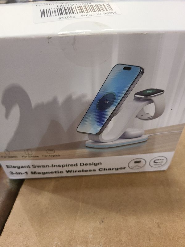 Photo 1 of 3 in 1 Wireless Charging Station for Qi2 Apple Multiple Devices, 30W USB C Adapter&Light, Fast Mag-Safe Charger Stand Compatible with iPhone 16 15 14 Pro Max, Apple Watch Series 10 9 & Airpods 4 3 Pro