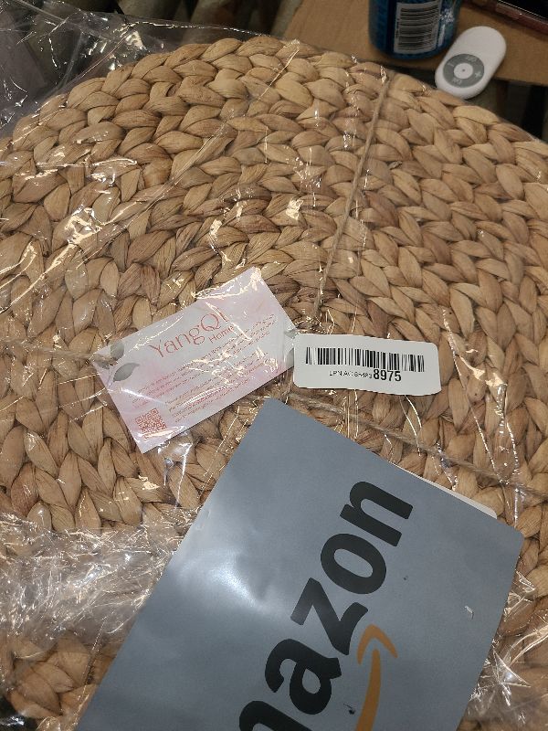 Photo 1 of 6 Pack, Round Woven Placemats, Natural Water Hyacinth Wicker Place mats, Braided Straw Table Mats for Dining Table, Fall, Halloween, Thanksgiving, Chrismats (13.8 inch)