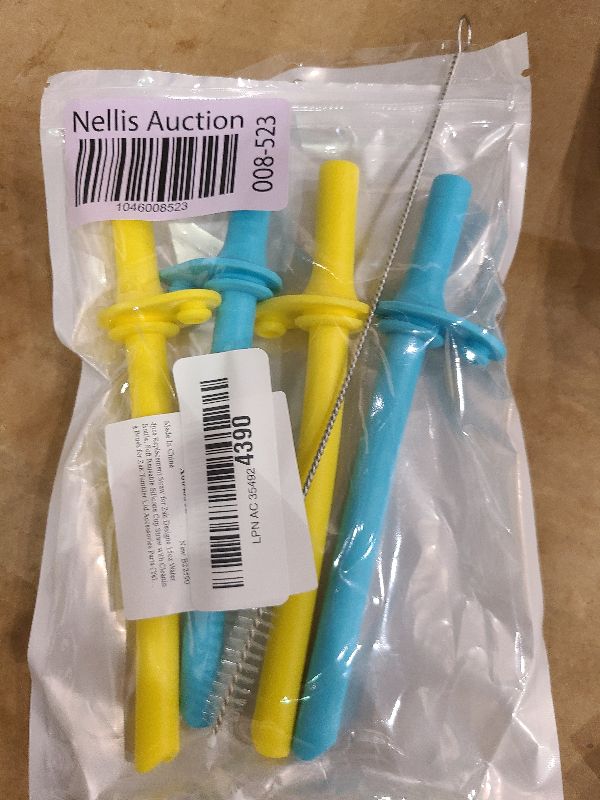Photo 1 of 4pcs Replacement Straw for Zak Designs 15oz Water Bottle, Soft Reusable Silicone Cup Straw with Cleaning Brush for Zak Tumbler Lid Accessories Parts (Yellow, Blue)