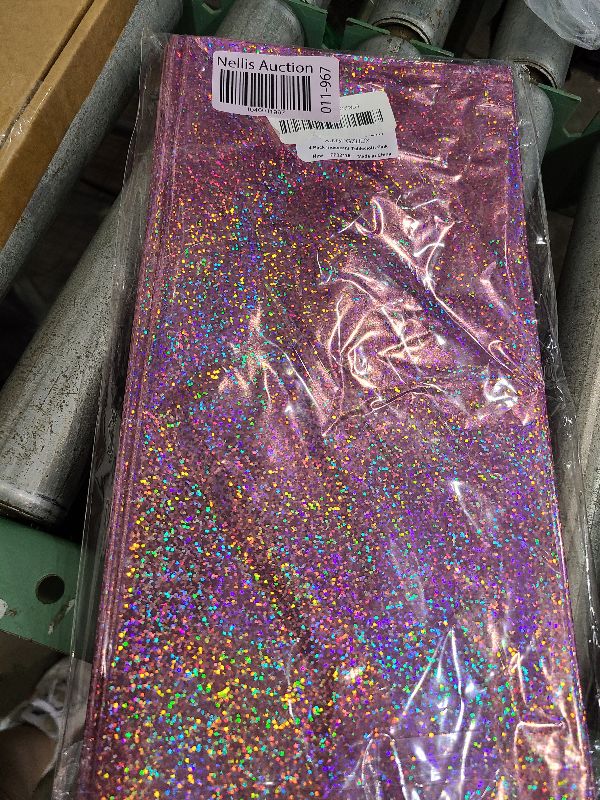 Photo 1 of 4 Pack Iridescence Plastic Tablecloths Shiny Disposable Laser Rectangle Table Covers Holographic Foil Tablecloth Iridescent Party Decoration Birthday Bridal Wedding Christmas 54" x 108" (Pink)
