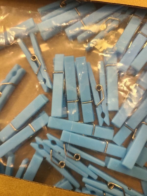 Photo 1 of 50 Blue Clothes Pins for Baby Shower Game, 1.4'' Premium Plastic Mini Clothespins, Reusable Mini Clothes Pins for Photo| Baby Shower Game| Gender Reveal Parties