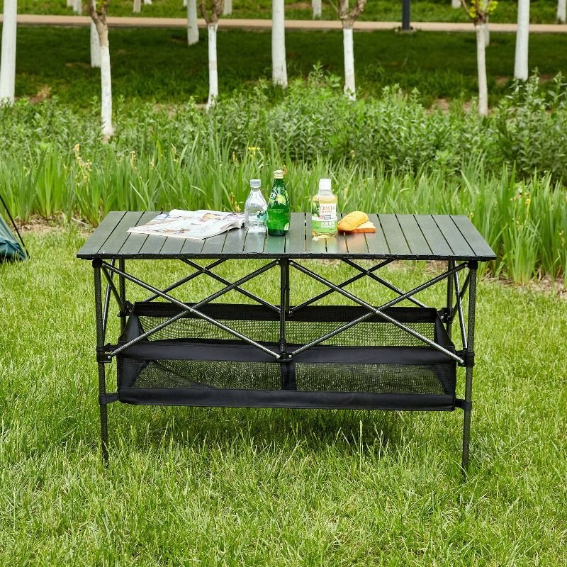 Photo 1 of 1-piece Folding Outdoor Table with Carrying Bag,Lightweight Aluminum Roll-up Rectangular Table
