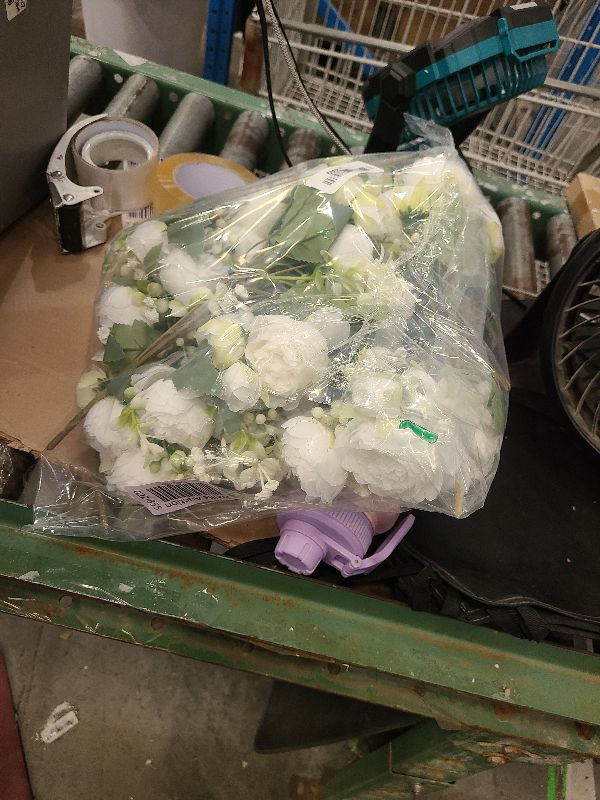 Photo 1 of 4 Bundles Artificial Peonies Silk Flowers, White Faux Peony Bouquet Florals Arrangements Decor for Farmhouse Home Boho Wedding Table Centerpiece, Fake Plastic Flowers Bulk Vase Decoration (White)