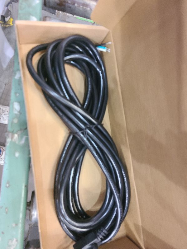Photo 1 of 18FT 14AWG 3 Prong Replacement Power Cord, 15 Amp 14 Gauge 3 Conductor Wire Extension Cable with Pigtail Open Wiring End. Black
