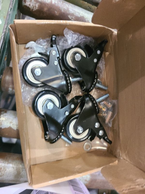 Photo 1 of 2'' Caster Wheels, Swivel Stem Casters 5/16'' - 18x1'' (Screw Diameter 5/16'', Screw Height 1'') 330Lbs Heavy Duty Threaded Casters No Noise PU Dual Locking Castors with Brake