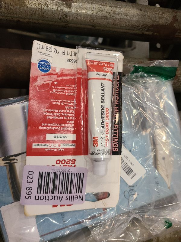 Photo 1 of 3M Marine Adhesive Sealant Fast Cure 5200 (06535) Permanent Bonding and Sealing for Boats and RVs Above and Below the Waterline Waterproof Repair, White, 1 fl oz Tube