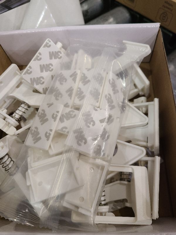 Photo 1 of 12 Pack Cabinet Locks Child Safety Latches - Vmaisi Baby Proofing Cabinets Drawer Lock with Adhesive Easy Installation - No Drilling or Extra Screws (White)