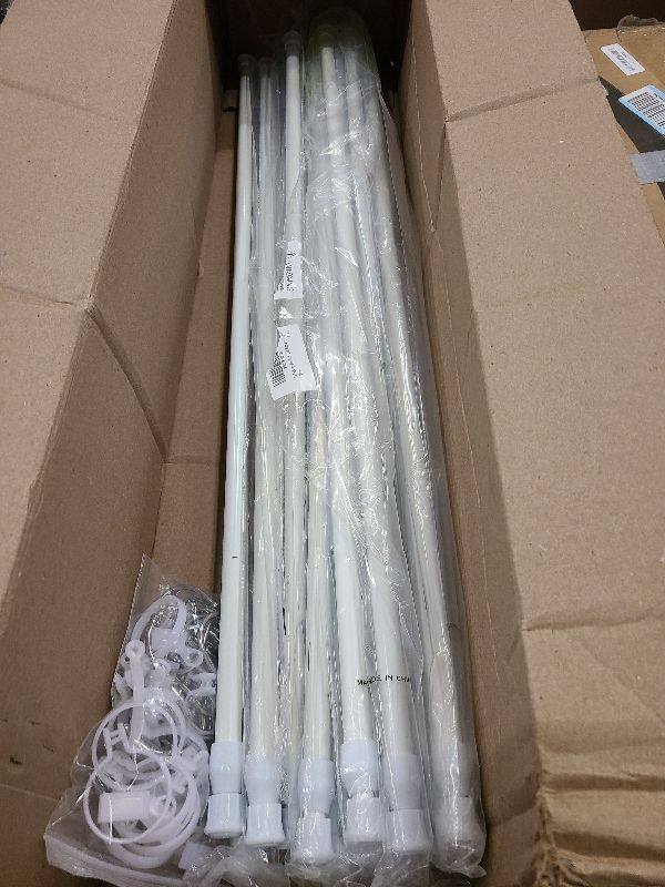 Photo 1 of 12 Pack Tension Rods for Windows 28 to 48 Inch Spring Tension Rod Adjustable Metal No Drill Curtain Rod for Windows, Shower, Door, Kitchen (White, 12 Pack)