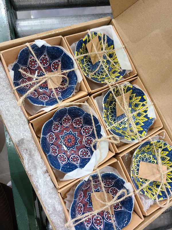 Photo 1 of 12 Pcs 3.3 Inches Small Ceramic Bowl for Wedding Boho Dipping Bowl Mexican Pottery Dishes Rustic Wedding Souvenirs Decor for Bridal Shower Guest Gifts