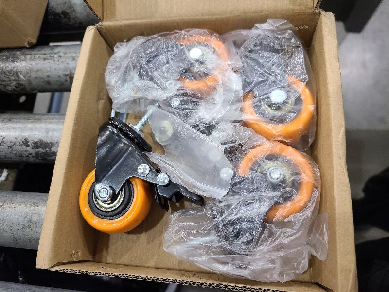 Photo 1 of 2 Inch Caster Wheels, Threaded Stem Casters Set of 4 Heavy Duty, 1/4"-20x1 (Screw Diameter 1/4", Stem Length 1"), Safety Dual Locking Industrial Castors, Wheels for Cart, Furniture