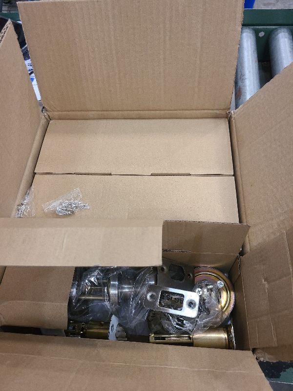 Photo 1 of 3 Sets Entry Door Knob and Single Cylinder Deadbolt Combo Set, Keyed Alike Round Ball Satin Nickel Exterior Door Knobs with Lock and Keys for Entrance and Front Door