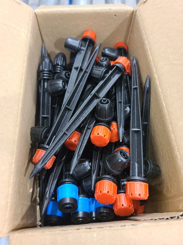 Photo 1 of 60 Pcs Drip Irrigation Sprayer Emitters for 1/4" Irrigation Tubing,Adjustable Water Flow Irrigation Misting Emitters Irrigation Drippers,3 Style Drip Micro Sprinkler Nozzles for Garden Water System