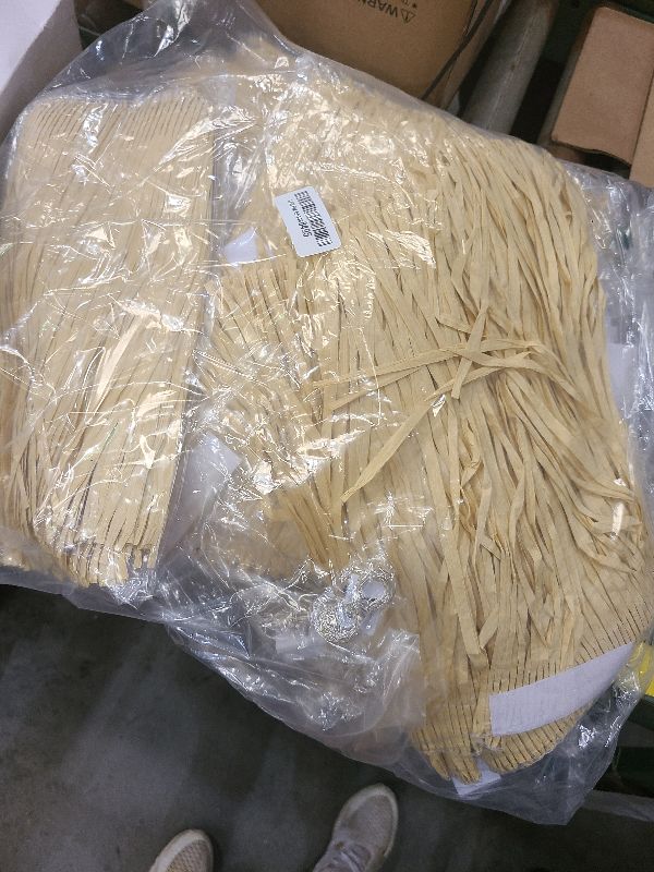 Photo 1 of 105 ft Natural Raffia Grass Table Skirts Fringes Hawaiian Luau Straw Grass Skirt for Tropical Hawaiian Party Tiki Bar Roof Decoration Summer Beach Party Decorations, 157 x 12 Inch, 8 Pcs in Total