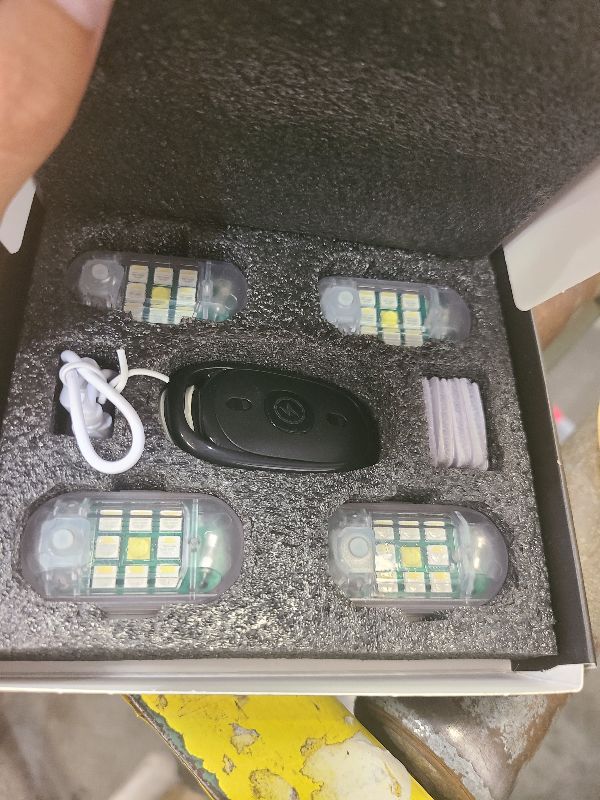 Photo 1 of 4Pcs LED Anti-Collision Strobe Lights with Remote, 7 Colors USB Rechargeable Flashing Wireless Led Strobe Lights for Car Drone Aircraft Motorcycle Bike Emergency