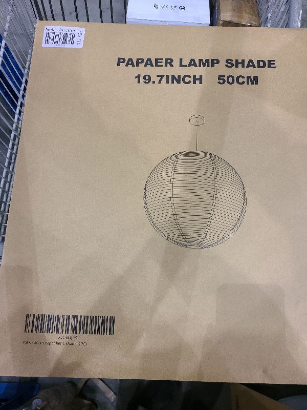 Photo 1 of 1PC 19.7 Inch Round Rice Paper Lamp Shades, White Paper Lanterns Lights,Paper Pendant Light Shade,Hanging Paper Lamp Shade,Noguchi Lamp Shade,Lampshade for Living Room,Excluding Wires and Bulbs