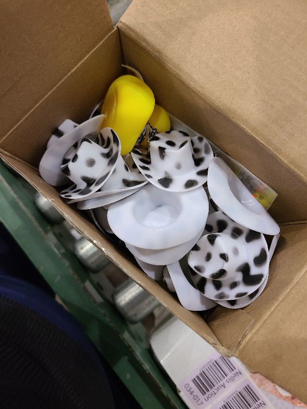 Photo 1 of 24 Sets Cowboy Rubber Duck with Cute Cow Print Hat and Scarf Mini Rubber Duckies Farm Theme Party Supplies Bathtub Toys Western Theme Party Decoration(Classic Style)