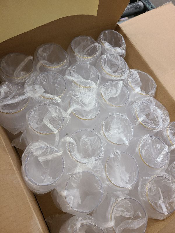 Photo 1 of 48 piece Stemless Unbreakable Crystal Clear Plastic Wine Glasses Set of 48 (10 Ounce - Gold Rim)