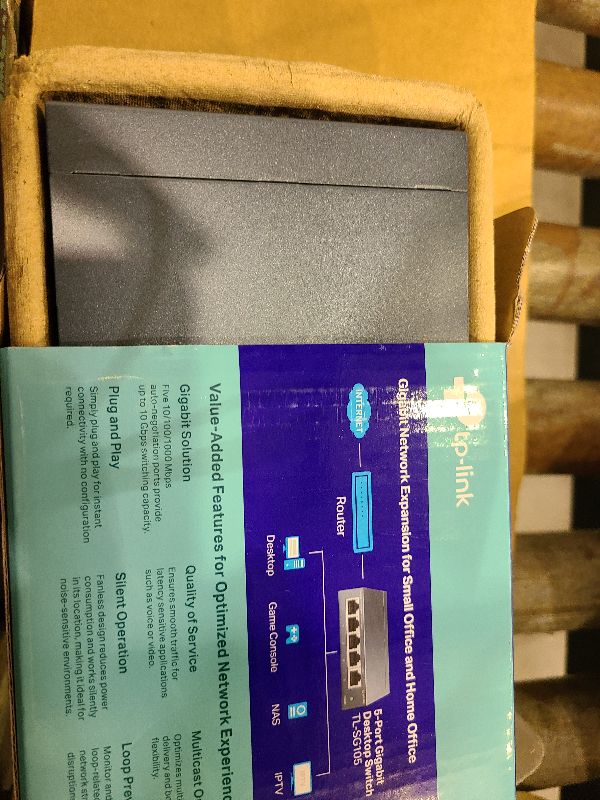 Photo 1 of TP-Link TL-SG105, 5 Port Gigabit Unmanaged Ethernet Switch, Network Hub, Ethernet Splitter, Plug & Play, Fanless Metal Design, Shielded Ports, Traffic Optimization,Navy Blue