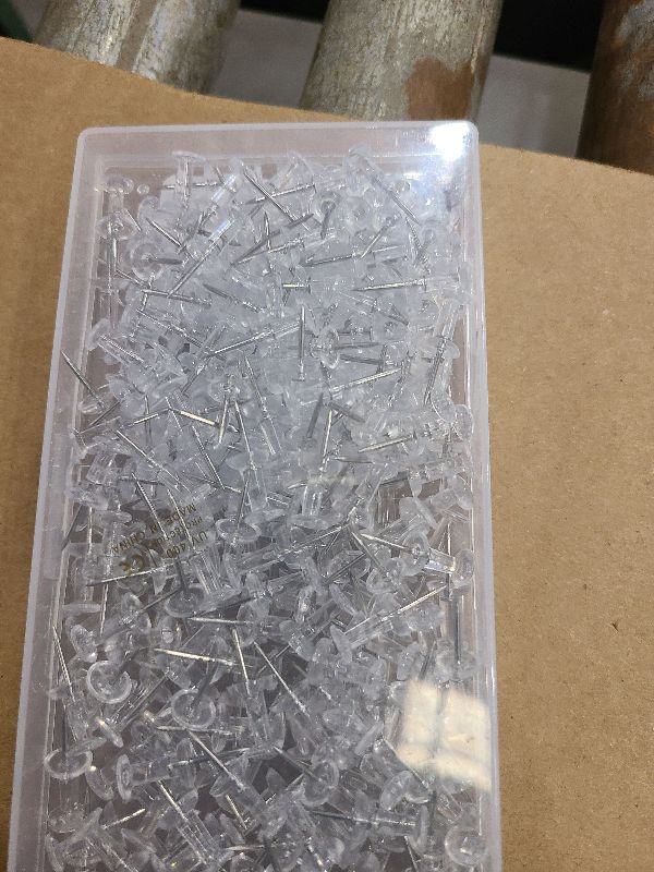 Photo 1 of 200 Pcs Push Pins Tacks, Thumb Tacks for Wall, Clear Plastic Head, Steel Point, Decorative Push Pins, Standard Thumb Tacks for Bulletin Board, Corkboard, Map, Calendar, Photo, Home, Office
