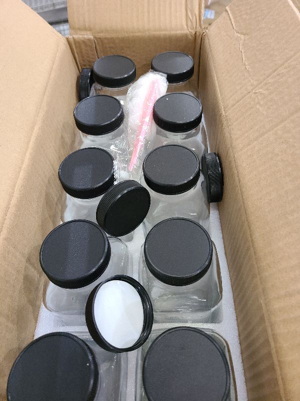 Photo 1 of 10 Pack 16oz Glass Juice Bottles with Lids - Reusable Juicing Bottles Glass Drinking Jars Containers with Airtight Lids & Cleaning Brush - Perfect for Juicing,Milk,Kombucha, and Storage