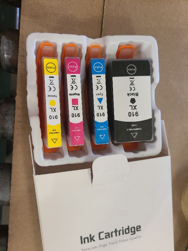 Photo 1 of 910XL Ink Cartridges for HP Printers Replacement for HP 910XL Ink Cartridges Combo Pack for HP 910 Ink Work for Office Jet Pro 8020 8025 8028 8010 8015 8018 8022 8035 Printer Black and Color, 4 Pack