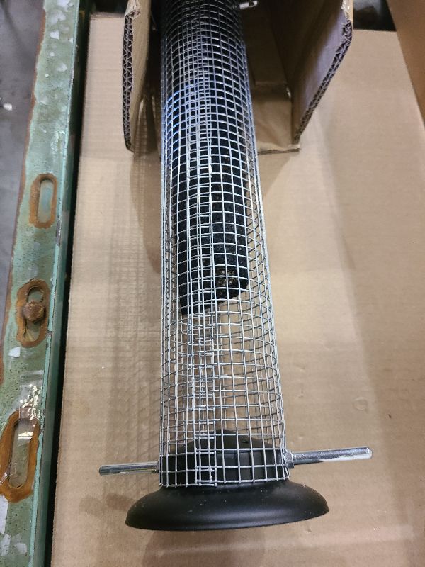 Photo 1 of 15 inch Matte Black Weather Resistant 1 Lb. Metal Mesh Outdoor Hanging Nut Bird Feeder