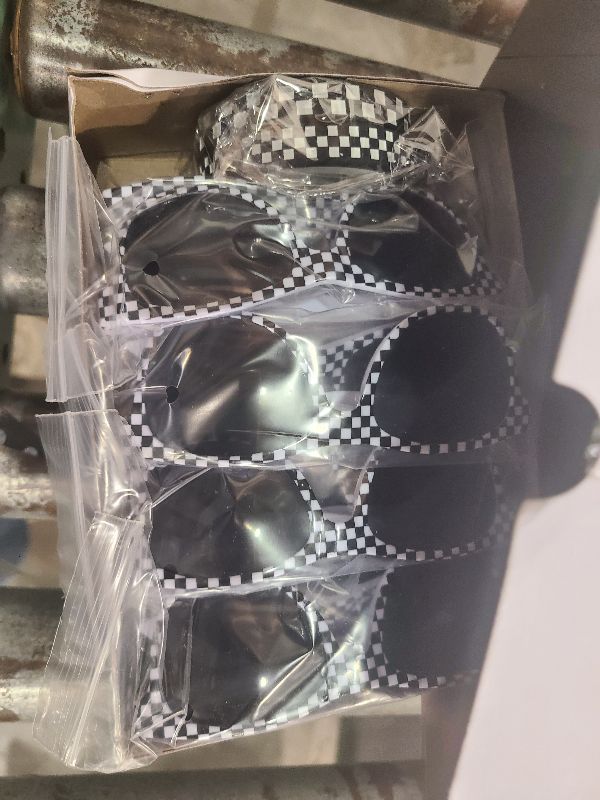 Photo 1 of 24 PCS Race Car Sunglasses Wristbands for Racing Theme Party Favors Set Race Car Checkered Sunglasses Black and White Checkered Rubber Bracelets for Summer Pool Racing Theme Birthday Gifts Supplies