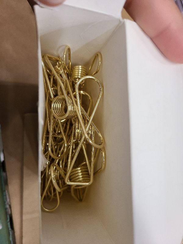 Photo 1 of 100 Pcs Paper Clips Metal Wire Hollow Out Clothespins Multi Purpose Utility Binder Clips Invoice Bill Stainless Steel Hanging Clothes Pins for School Kitchen Outdoor Office(Small, Medium, Large,Gold)