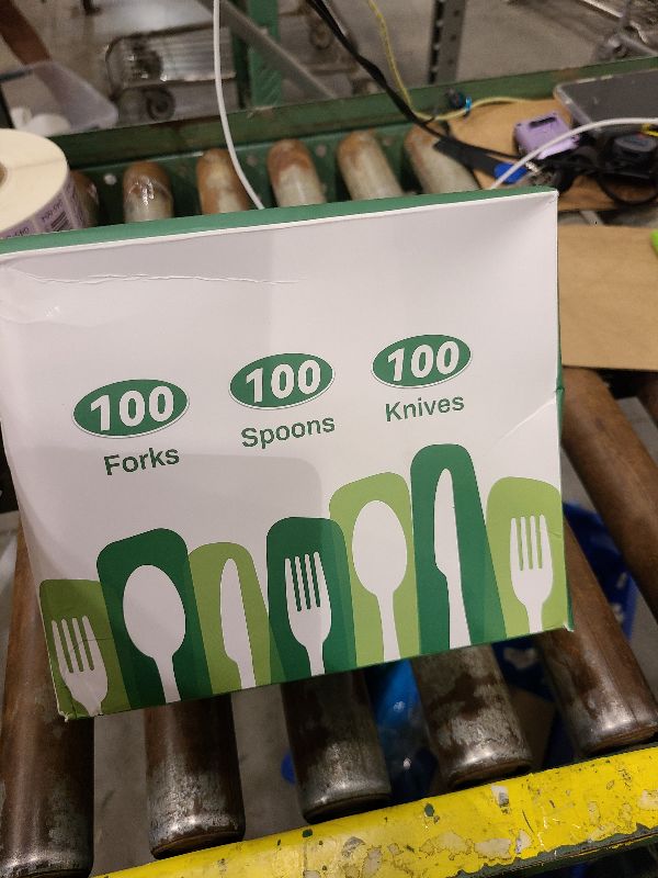 Photo 1 of 300 Count Heavy Duty Clear Plastic Silverware, Disposable Plastic Utensils Set, 100 Forks, 100 Spoons, 100 Knives, BPA-Free Heat Resistant Durable Plastic Cutlery Set for Party