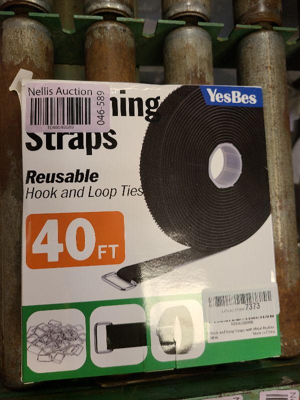 Photo 1 of 1" x40ft Hook and Loop Straps with 20 Metal Buckles, Adjustable Fastening Cinch Straps, Cut to Length Cable Straps, Reusable Nylon Straps 1 Inch Wide for Organizer or Storage, Black