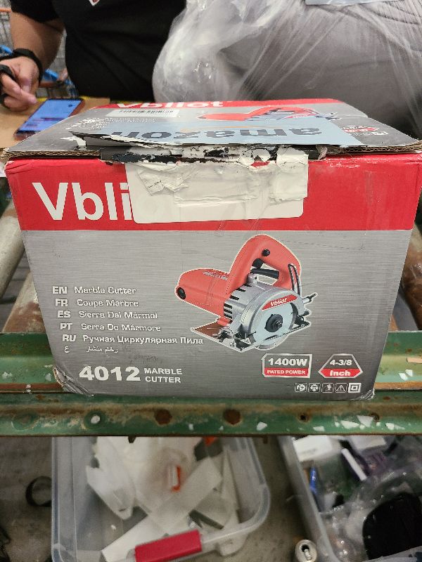 Photo 1 of 4-3/8-Inch Tile Saw, 1400W 12A Concrete Wet Saw Handheld Cutting Carving Machine, Includes Carbon Brush Wrench Diamond Cutting Disc
