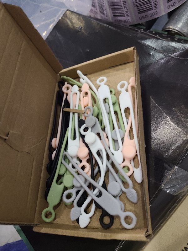 Photo 1 of 25 Pcs Silicone Cable Ties, Reusable Cable Straps Wire Organizer, Cable Management Cord Organizer for Fastening Earphone Phone Charger Home Office Desk Kitchen Appliances Cable Cords Wires