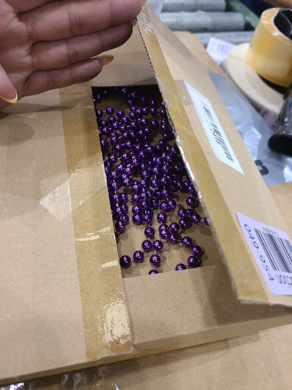Photo 1 of 15 PCS Purple Bead Necklaces, Purple Mardi Gras Beads, Halloween Beads Necklaces, 33 Inch 7 mm Round Beaded Necklaces Costume Necklace for Mardi Gras Christmas Halloween Party Favors
