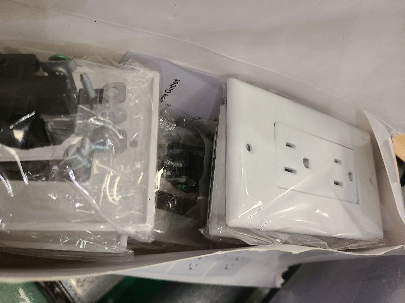 Photo 1 of [10 Pack] DEWENWILS Decorator Receptacle Outlet with Wall Plate, 15 Amp Standard Electrical Wall Outlet, Non-Tamper Resistant, UL Listed, White