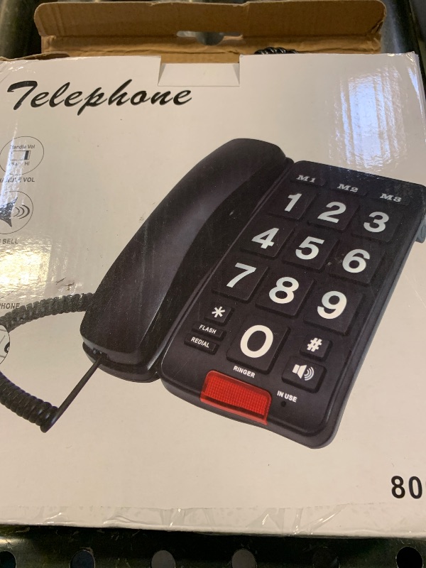 Photo 1 of Cirbic Big button landline phone for seniors or visually impaired with high contrast colors and loud volume (Black)